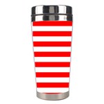 Horizontal Stripes - White and Red Stainless Steel Travel Tumbler