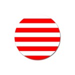 Horizontal Stripes - White and Red Magnet 3  (Round)