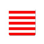 Horizontal Stripes - White and Red Magnet (Square)
