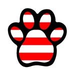 Horizontal Stripes - White and Red Magnet (Paw Print)