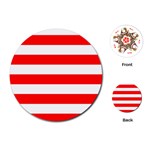 Horizontal Stripes - White and Red Playing Cards (Round)