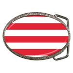 Horizontal Stripes - White and Alizarin Red Belt Buckle