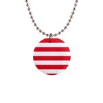 Horizontal Stripes - White and Alizarin Red 1  Button Necklace