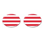 Horizontal Stripes - White and Alizarin Red Cufflinks (Oval)