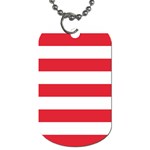 Horizontal Stripes - White and Alizarin Red Dog Tag (Two Sides)