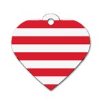 Horizontal Stripes - White and Alizarin Red Dog Tag Heart (Two Sides)