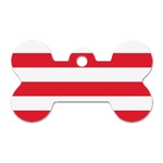 Horizontal Stripes - White and Alizarin Red Dog Tag Bone (One Side)