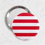 Horizontal Stripes - White and Alizarin Red 2.25  Handbag Mirror
