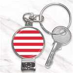 Horizontal Stripes - White and Alizarin Red Nail Clippers Key Chain