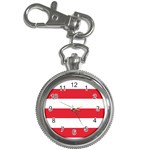 Horizontal Stripes - White and Alizarin Red Key Chain Watch