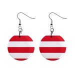 Horizontal Stripes - White and Alizarin Red 1  Button Earrings