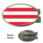 Horizontal Stripes - White and Alizarin Red Money Clip (Oval)