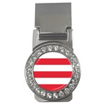 Horizontal Stripes - White and Alizarin Red Money Clip (CZ)