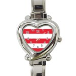 Horizontal Stripes - White and Alizarin Red Heart Italian Charm Watch