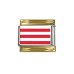Horizontal Stripes - White and Alizarin Red Gold Trim Italian Charm (9mm)