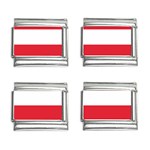 Horizontal Stripes - White and Alizarin Red 9mm Italian Charm (4 pack)