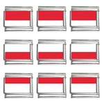 Horizontal Stripes - White and Alizarin Red 9mm Italian Charm (9 pack)
