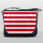 Horizontal Stripes - White and Alizarin Red Messenger Bag