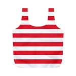 Horizontal Stripes - White and Alizarin Red Full Print Recycle Bag (M)