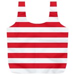 Horizontal Stripes - White and Alizarin Red Full Print Recycle Bag (XL)