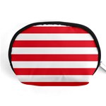 Horizontal Stripes - White and Alizarin Red Accessory Pouch (Medium)