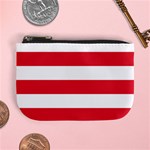 Horizontal Stripes - White and Alizarin Red Mini Coin Purse