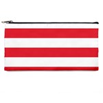 Horizontal Stripes - White and Alizarin Red Pencil Case