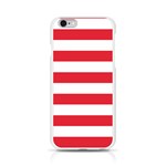 Horizontal Stripes - White and Alizarin Red Apple iPhone 6/6S Silicone Case (Transparent)