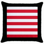 Horizontal Stripes - White and Alizarin Red Throw Pillow Case (Black)