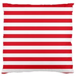 Horizontal Stripes - White and Alizarin Red Large Cushion Case (Two Sides)