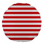 Horizontal Stripes - White and Alizarin Red Large 18  Premium Round Cushion
