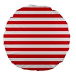Horizontal Stripes - White and Alizarin Red Large 18  Premium Flano Round Cushion