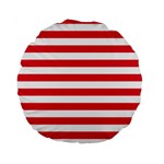 Horizontal Stripes - White and Alizarin Red Standard 15  Premium Round Cushion