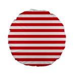 Horizontal Stripes - White and Alizarin Red Standard 15  Premium Flano Round Cushion