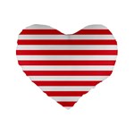 Horizontal Stripes - White and Alizarin Red Standard 16  Premium Flano Heart Shape Cushion