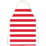 Horizontal Stripes - White and Alizarin Red Full Print Apron