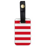 Horizontal Stripes - White and Alizarin Red Luggage Tag (One Side)