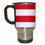 Horizontal Stripes - White and Alizarin Red Travel Mug (White)