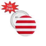 Horizontal Stripes - White and Alizarin Red 1.75  Button (100 pack)