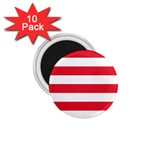 Horizontal Stripes - White and Alizarin Red 1.75  Magnet (10 pack)