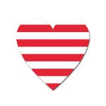Horizontal Stripes - White and Alizarin Red Magnet (Heart)