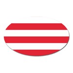 Horizontal Stripes - White and Alizarin Red Magnet (Oval)