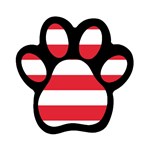 Horizontal Stripes - White and Alizarin Red Magnet (Paw Print)