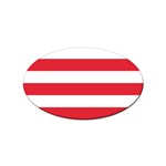 Horizontal Stripes - White and Alizarin Red Sticker Oval (10 pack)