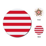 Horizontal Stripes - White and Alizarin Red Playing Cards (Round)