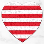 Horizontal Stripes - White and Alizarin Red Jigsaw Puzzle (Heart)