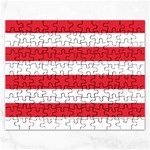 Horizontal Stripes - White and Alizarin Red Jigsaw Puzzle (Rectangular)