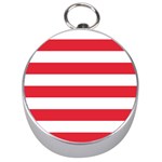 Horizontal Stripes - White and Alizarin Red Silver Compass