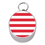 Horizontal Stripes - White and Alizarin Red Silver Compass (Mini)