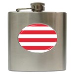 Horizontal Stripes - White and Alizarin Red Hip Flask (6 oz)